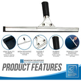 14" Stainless Steel Squeegee & Replacement Rubber